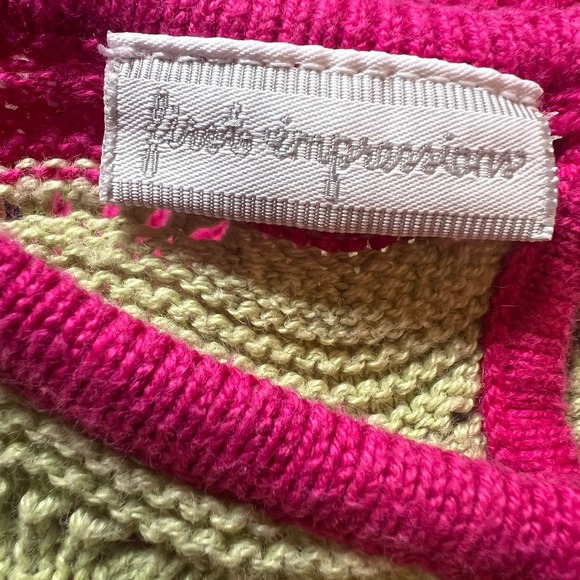 Baby Girl First Impression 6-9 MOS Pink And Purple Wavy Cotton Knit Dress EUC - Picture 4 of 5